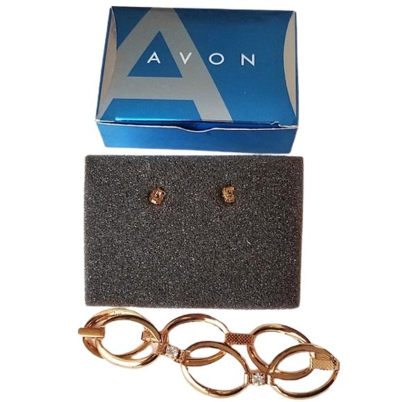 AVON OVAL LINK Bracelet And Earring Gift Set - Goldtone 2009 NIB - Picture 2 of 5